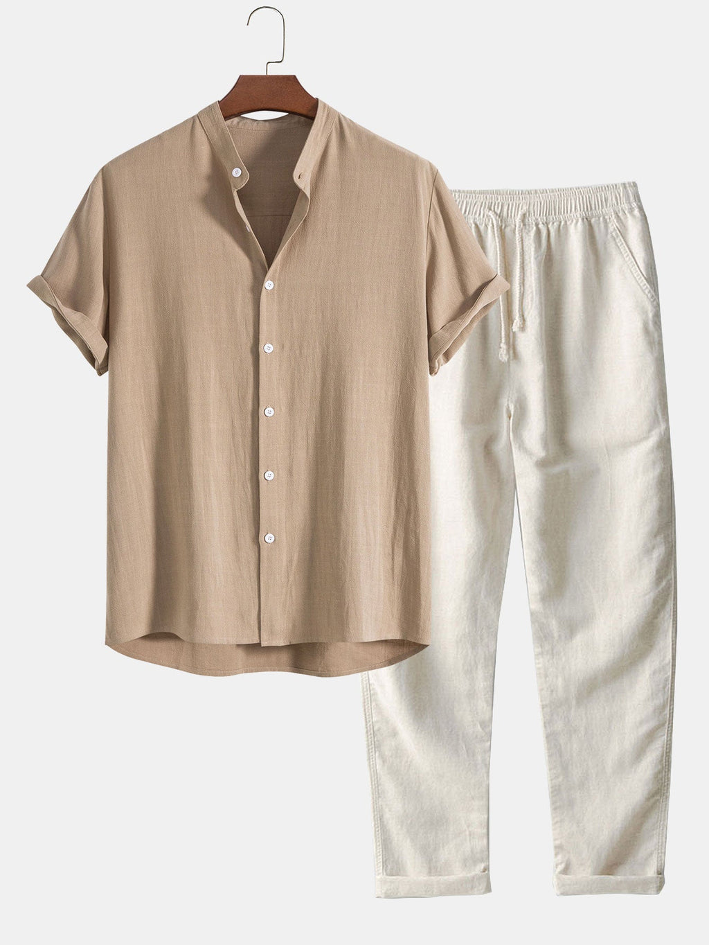 Richard Summer Men's Set – Breathable Linen Look with Short Sleeves & Comfortable Pants