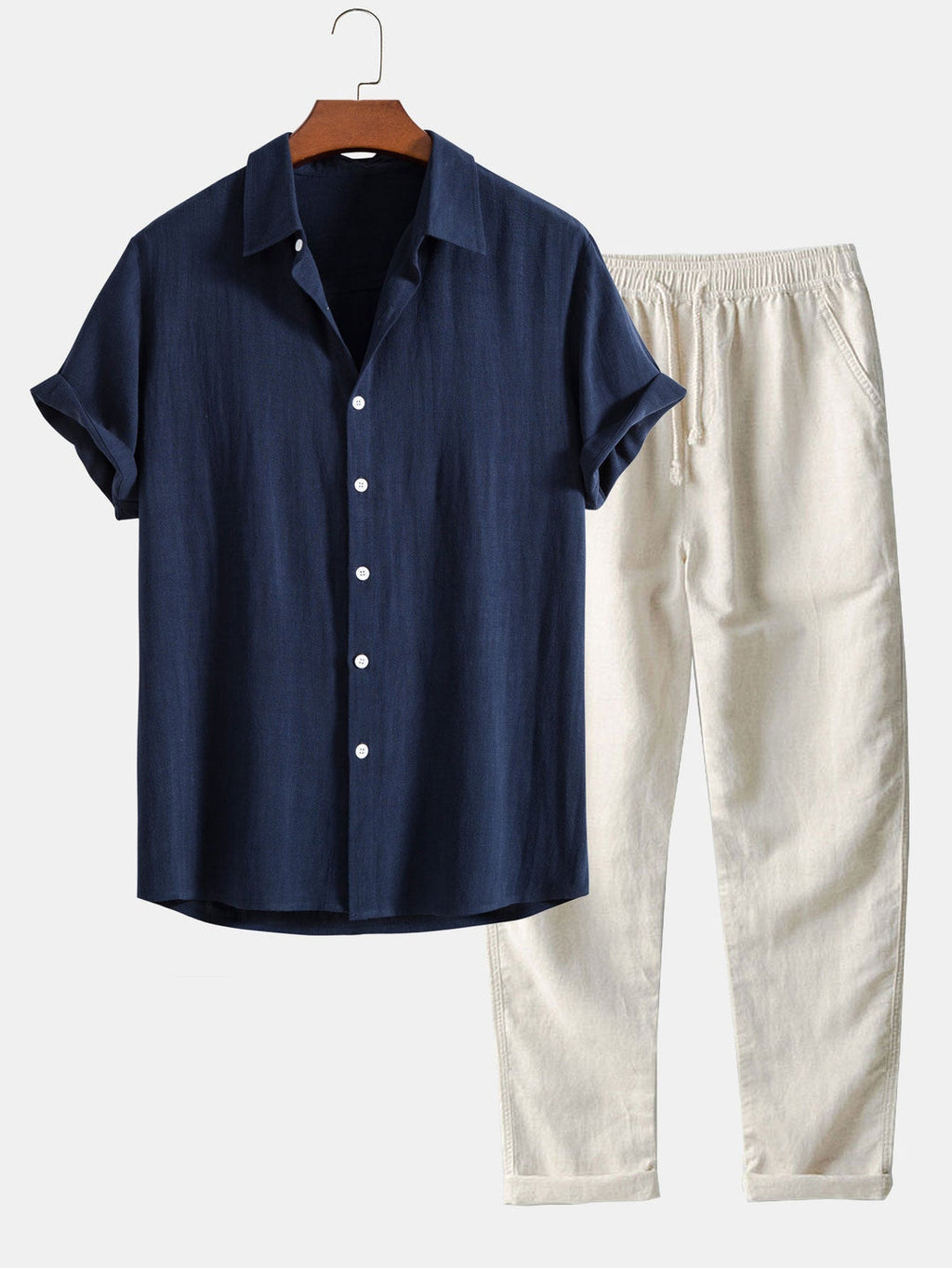Richard Summer Men's Set – Breathable Linen Look with Short Sleeves & Comfortable Pants