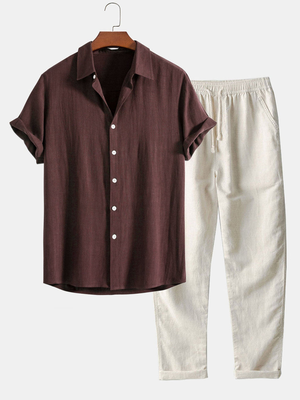 Richard Summer Men's Set – Breathable Linen Look with Short Sleeves & Comfortable Pants