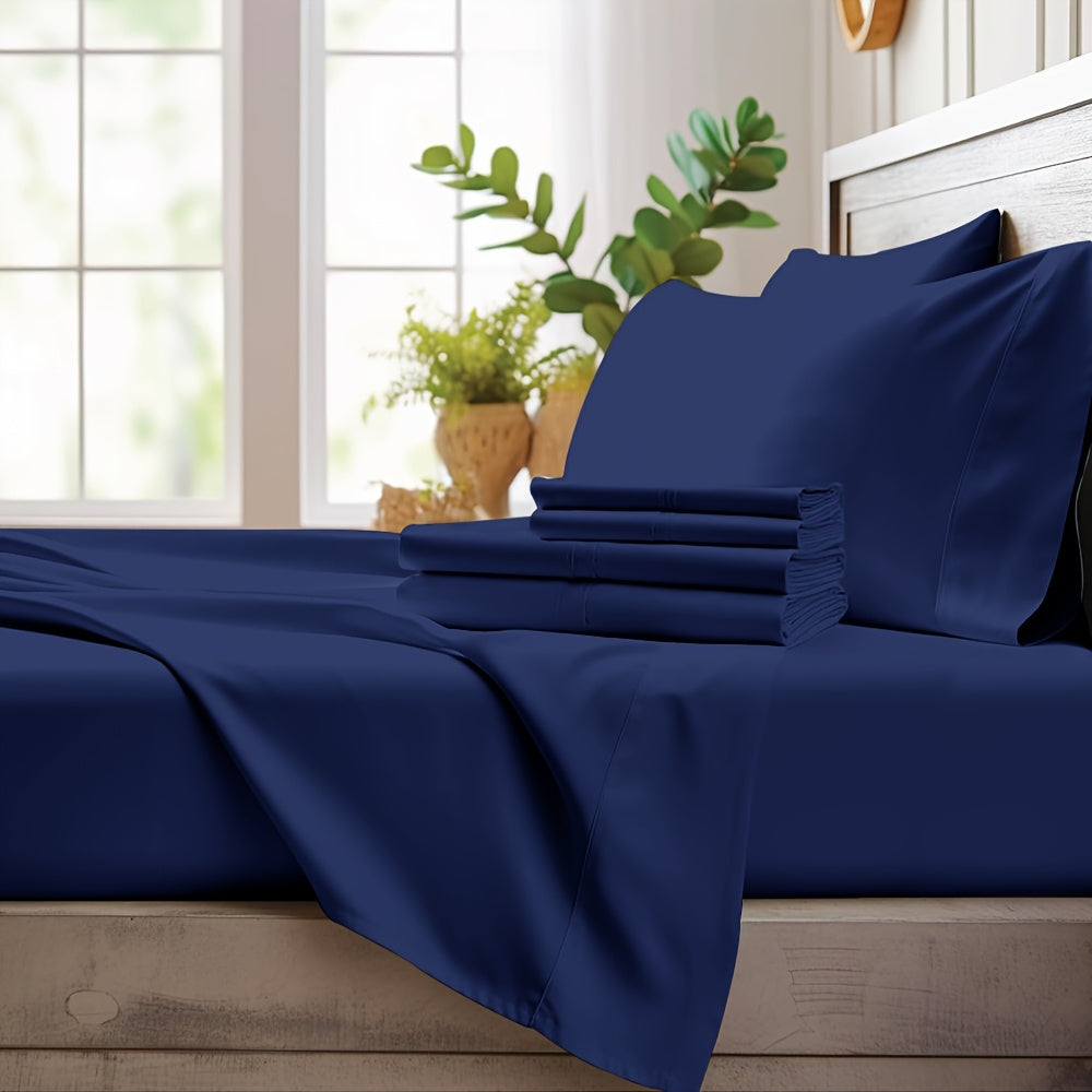 Airy bedding set in solid-colored bamboo fabric