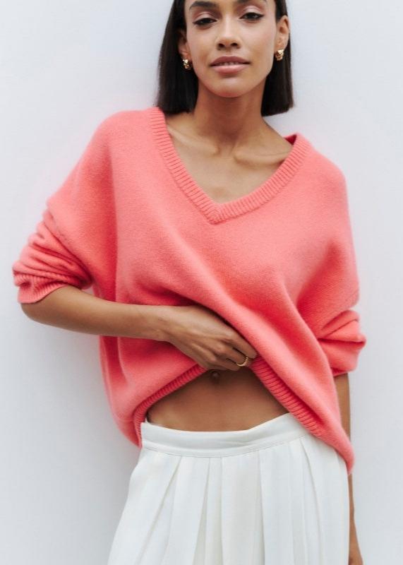 Alina | Relaxed V Neck Knit Sweater