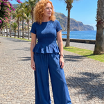 Sada plisovaného top Peplum a veředich nohavic