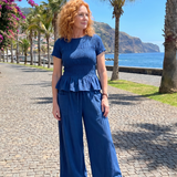 Sada plisovaného top Peplum a veředich nohavic