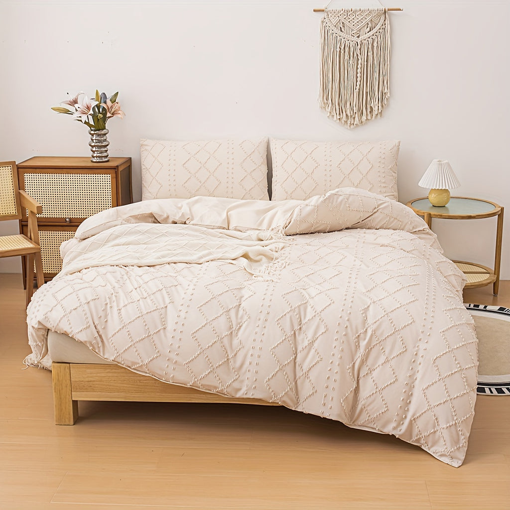 Modern Minimalist Solid Floral Cut Duvet Cover