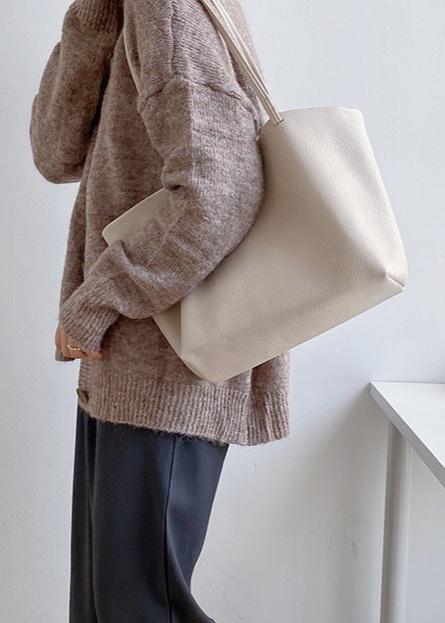 Pure Carry | Minimal Soft Leather Tote with Large Capacity