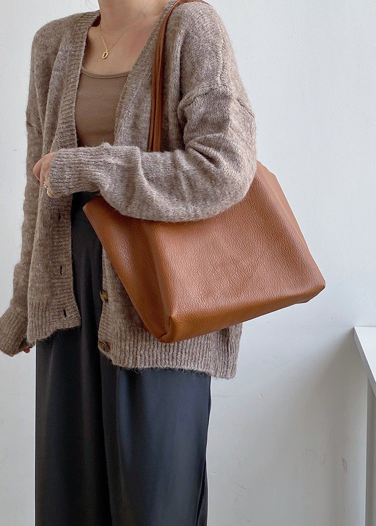 Pure Carry | Minimal Soft Leather Tote with Large Capacity