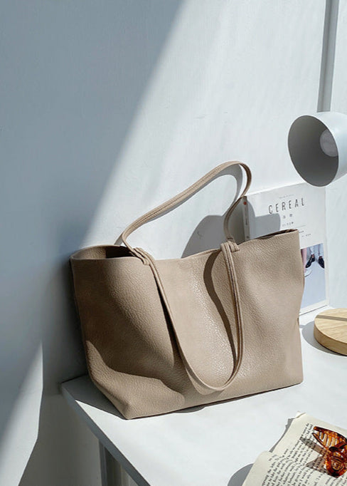 Pure Carry | Minimal Soft Leather Tote with Large Capacity