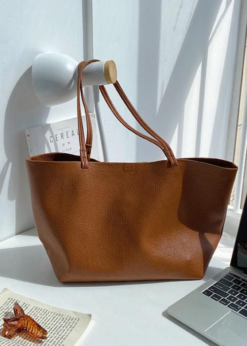 Pure Carry | Minimal Soft Leather Tote with Large Capacity