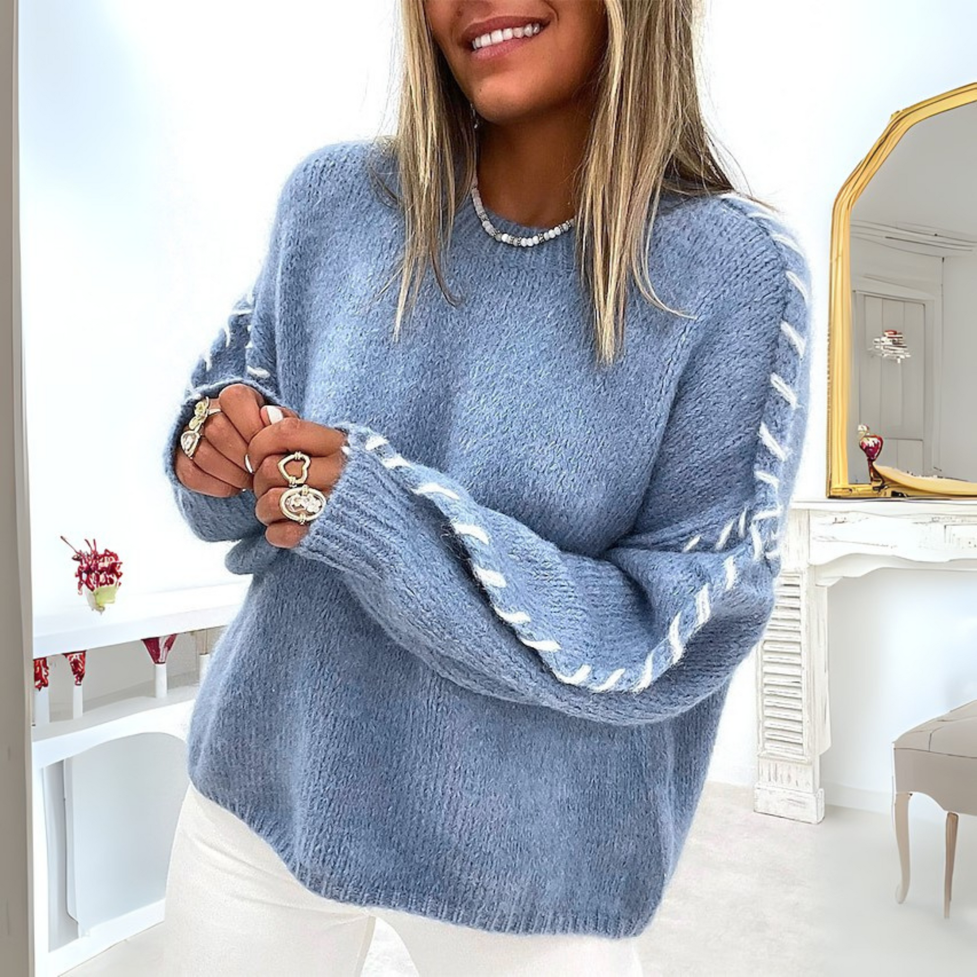 TALLY™ - Cozy Long Sleeve Round Neck Sweater
