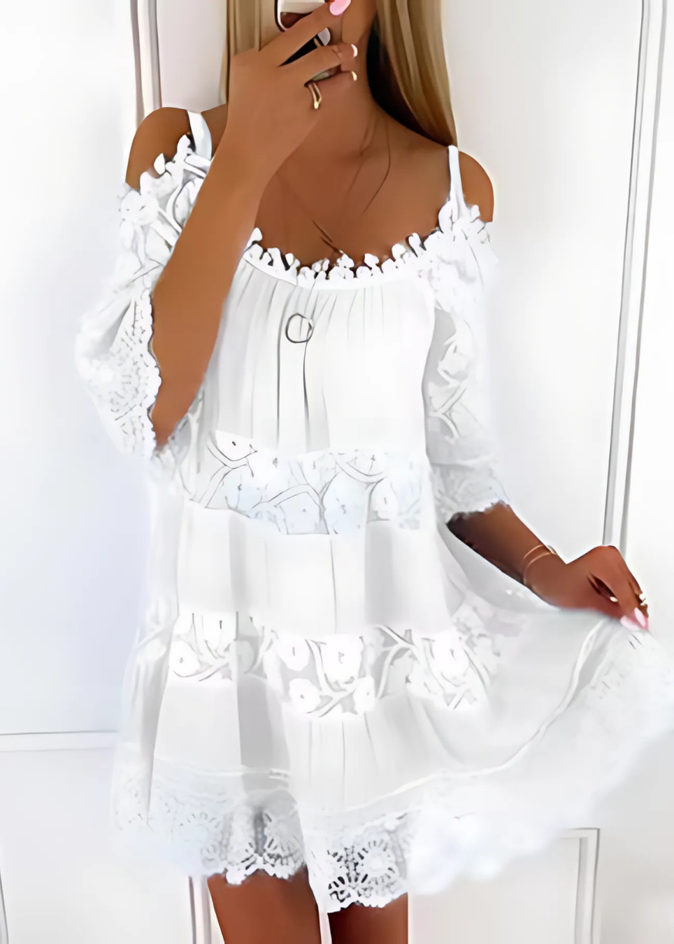 Women's Elegant White Lace Dress