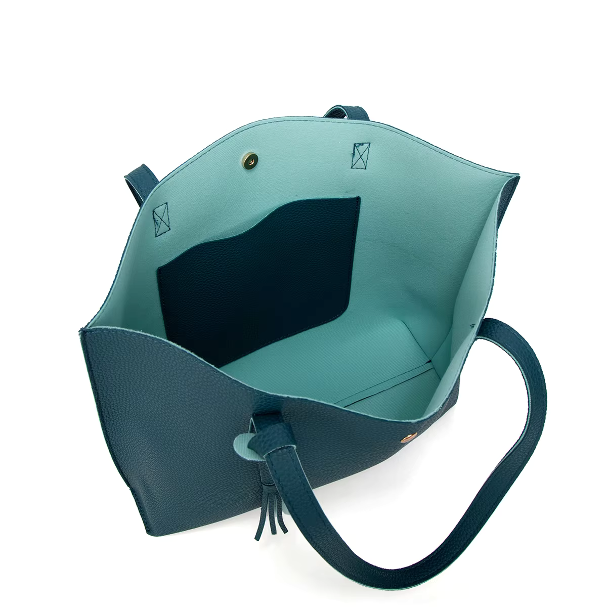 Sac à main bleu lagon avec portefeuille assorti