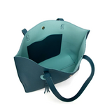 Sac à main bleu lagon avec portefeuille assorti