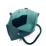 Sac à main bleu lagon avec portefeuille assorti