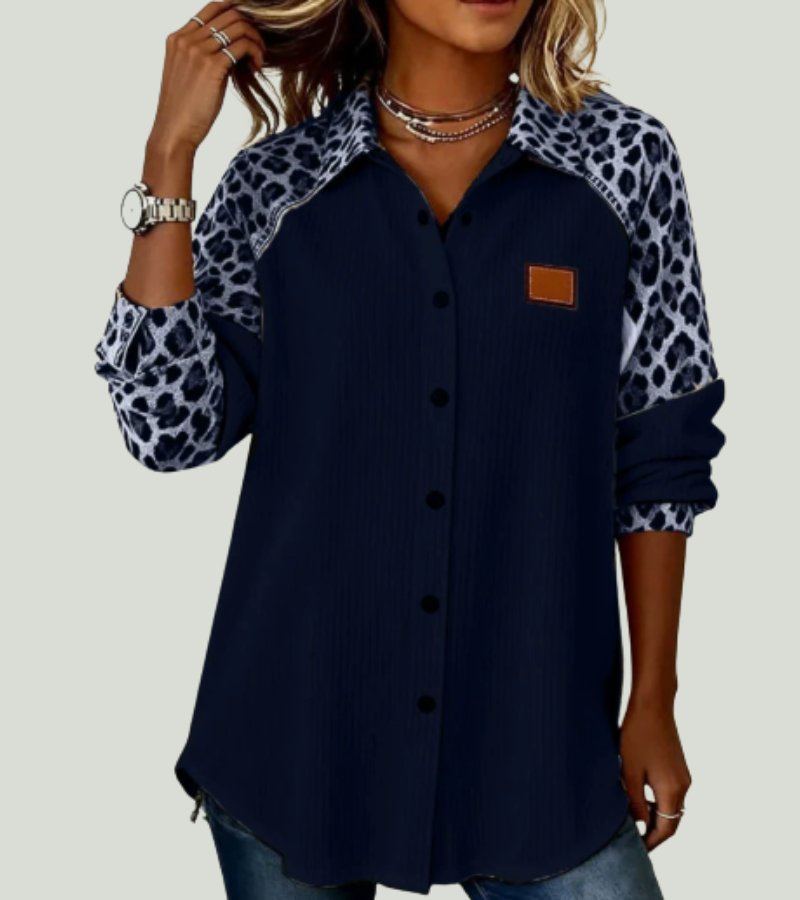 Renza | Leopard Print Lapel Collar Shirt