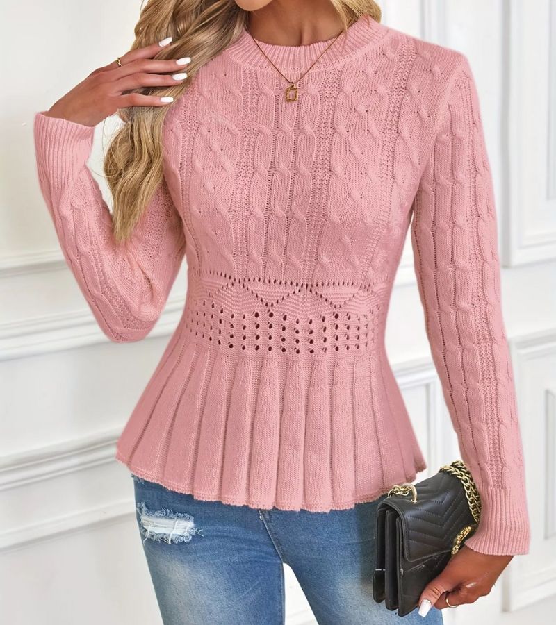 Ornella | Chunky knit sweater with peplum hem