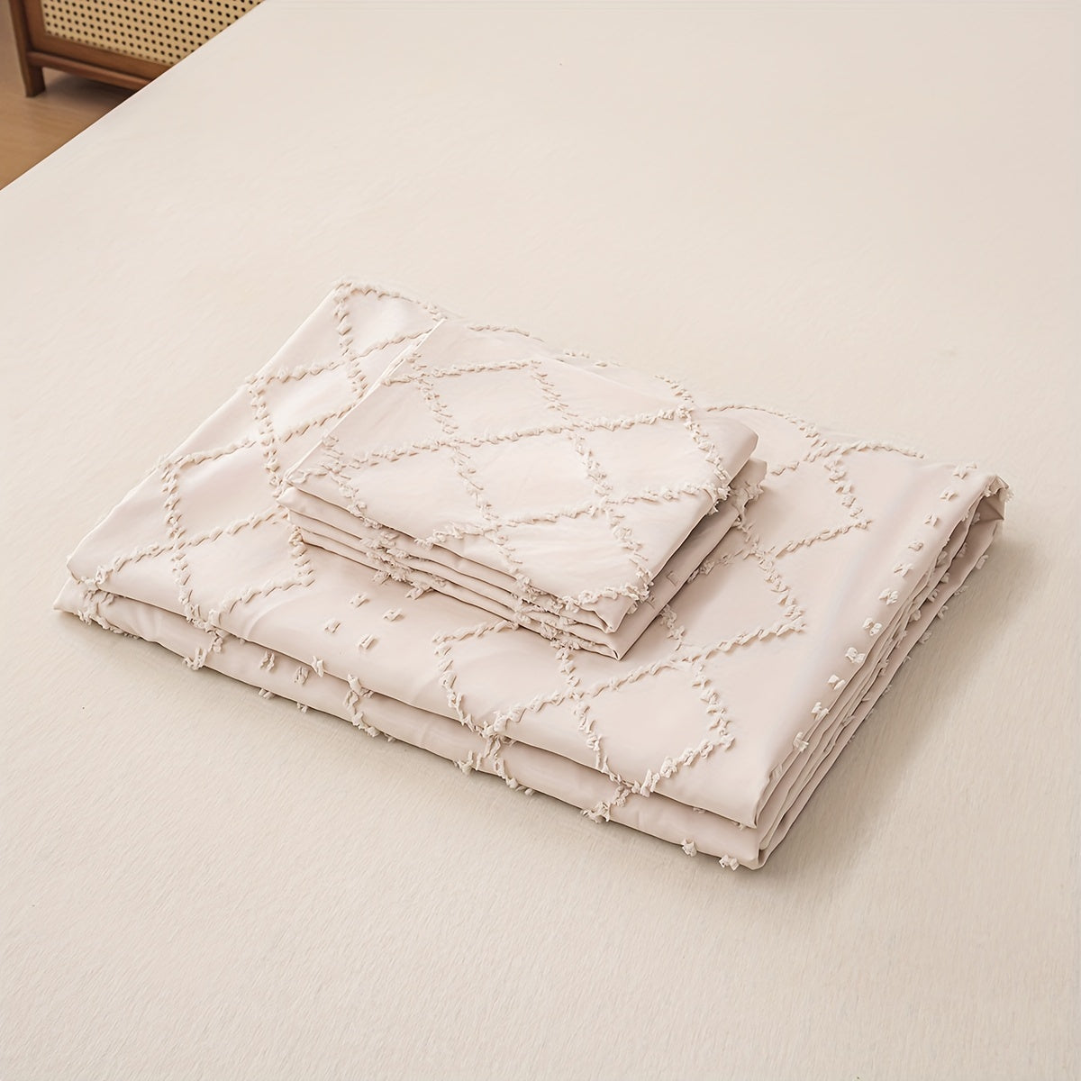 Modern Minimalist Solid Floral Cut Duvet Cover