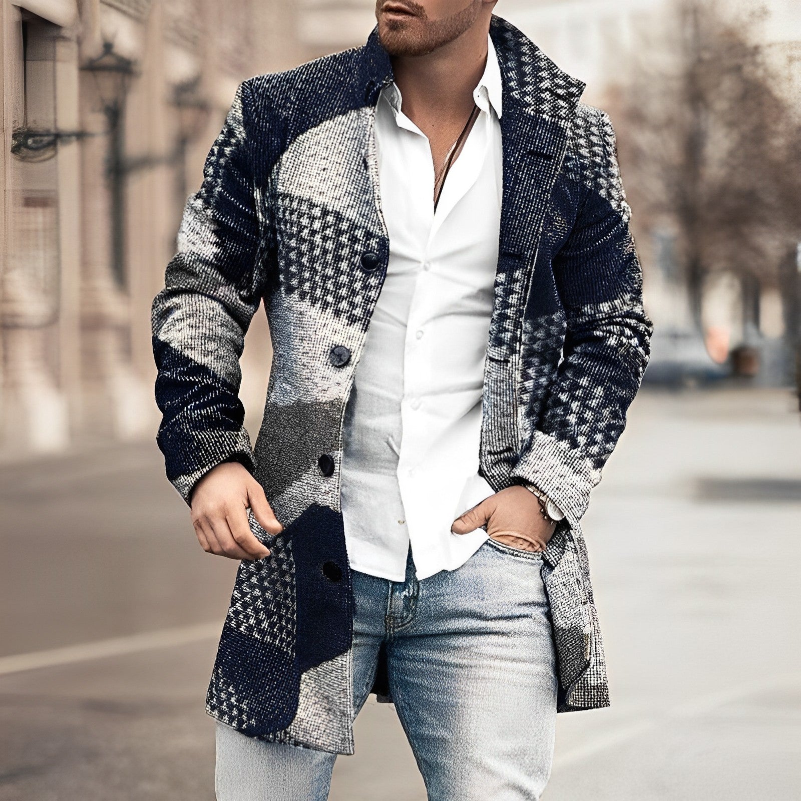 Harry | Stylish Long Button Up Coat for Men