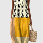 Šaty Leah Polka Dot Color Block Midi