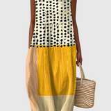 Šaty Leah Polka Dot Color Block Midi
