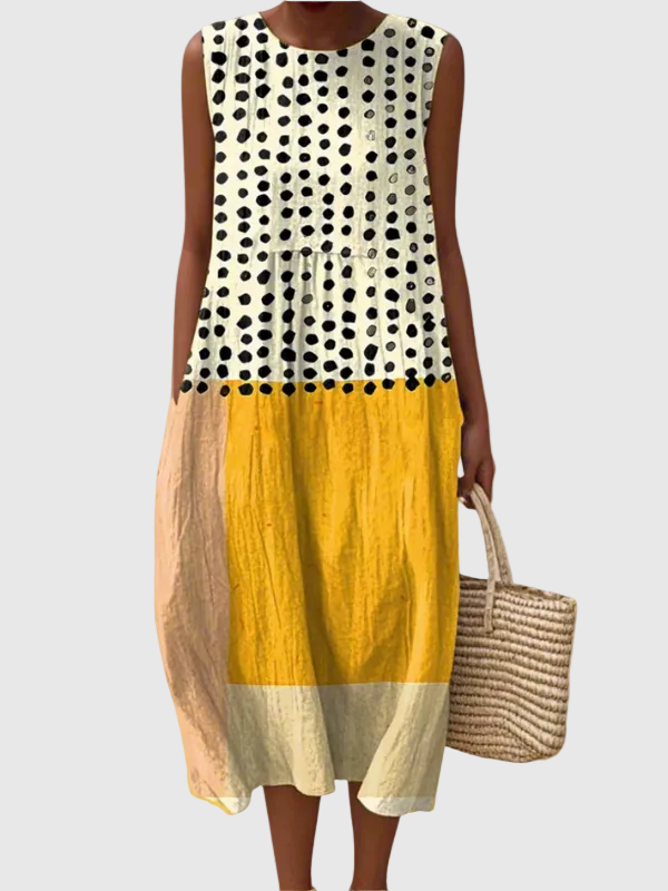 Šaty Leah Polka Dot Color Block Midi