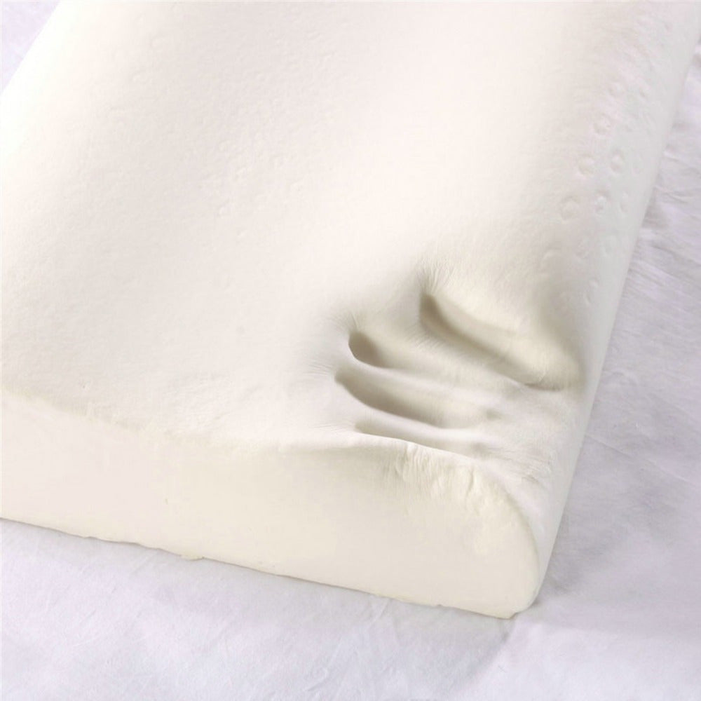 Wave Line Memory Foam Pillow - Slow Rebound Ergonomic Contour Design, Hypoallergenic White Pillow for Neck and Back Support
