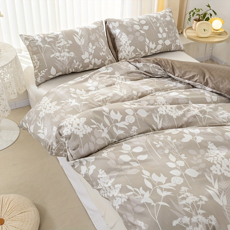 Beige Duvet Cover with Floral Pattern – Soft and Nature-Inspired Bedding