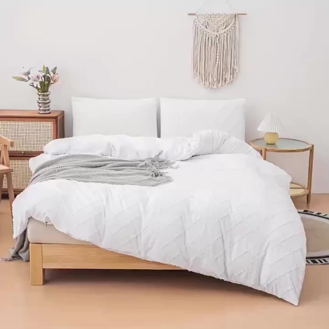 Modern Minimalist Solid Floral Cut Duvet Cover