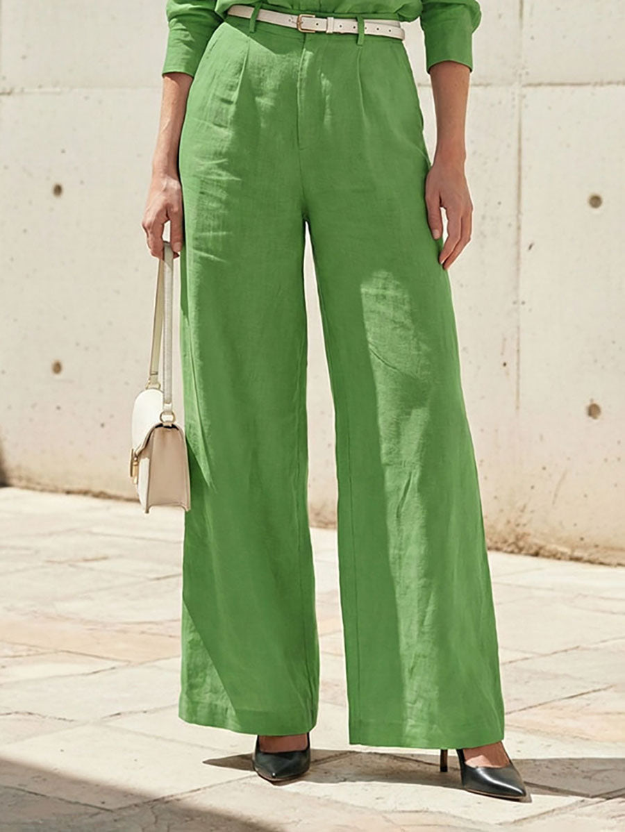 High Waisted Loose Solid Color Split-Joint Pants Trousers