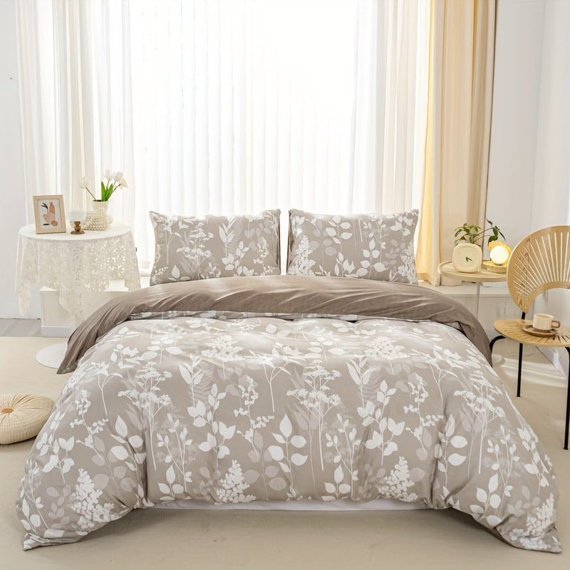 Beige Duvet Cover with Floral Pattern – Soft and Nature-Inspired Bedding
