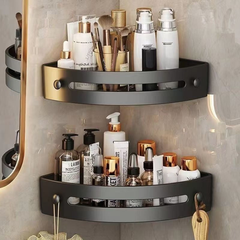 2-Tier Shower Shelf in Black – Self-Adhesive Bathroom Storage