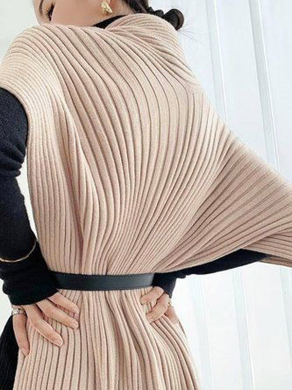 Loose Asymmetric Solid Color Split-Joint High Neck Sweater Tops