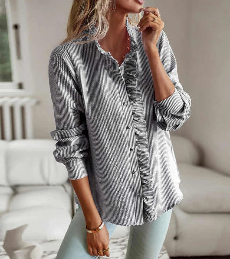 Giorgia | Striped Refinement, Ruffled Shirt