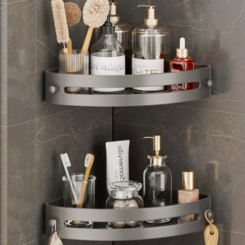 2-Tier Shower Shelf in Black – Self-Adhesive Bathroom Storage