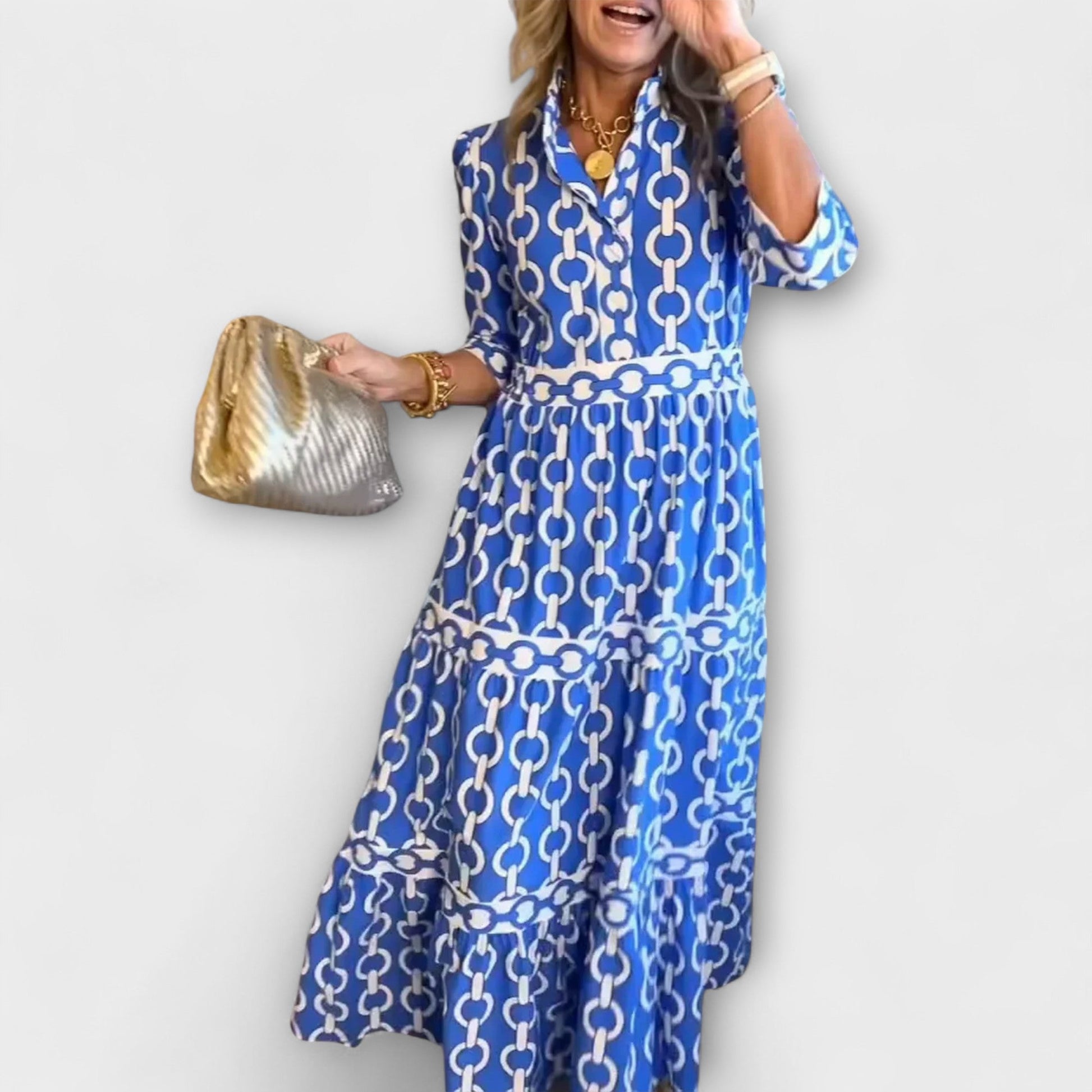Women's Elegant Chain Print Midi Dress