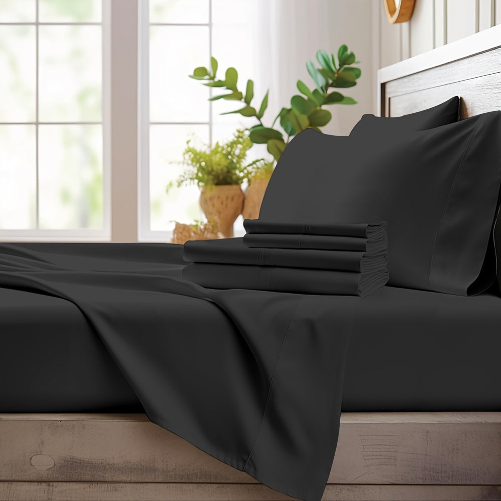 Airy bedding set in solid-colored bamboo fabric