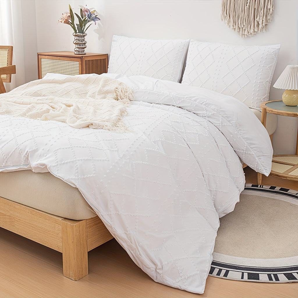 Modern Minimalist Solid Floral Cut Duvet Cover