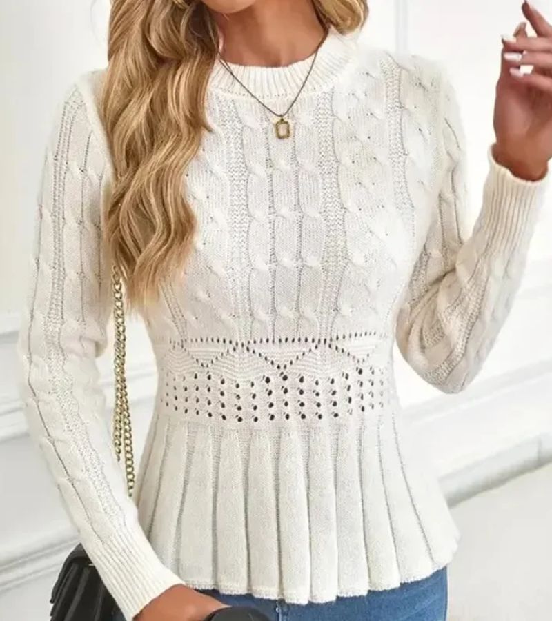 Ornella | Chunky knit sweater with peplum hem