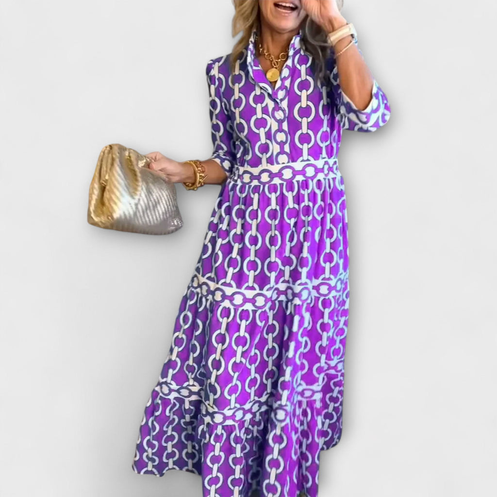 Women's Elegant Chain Print Midi Dress