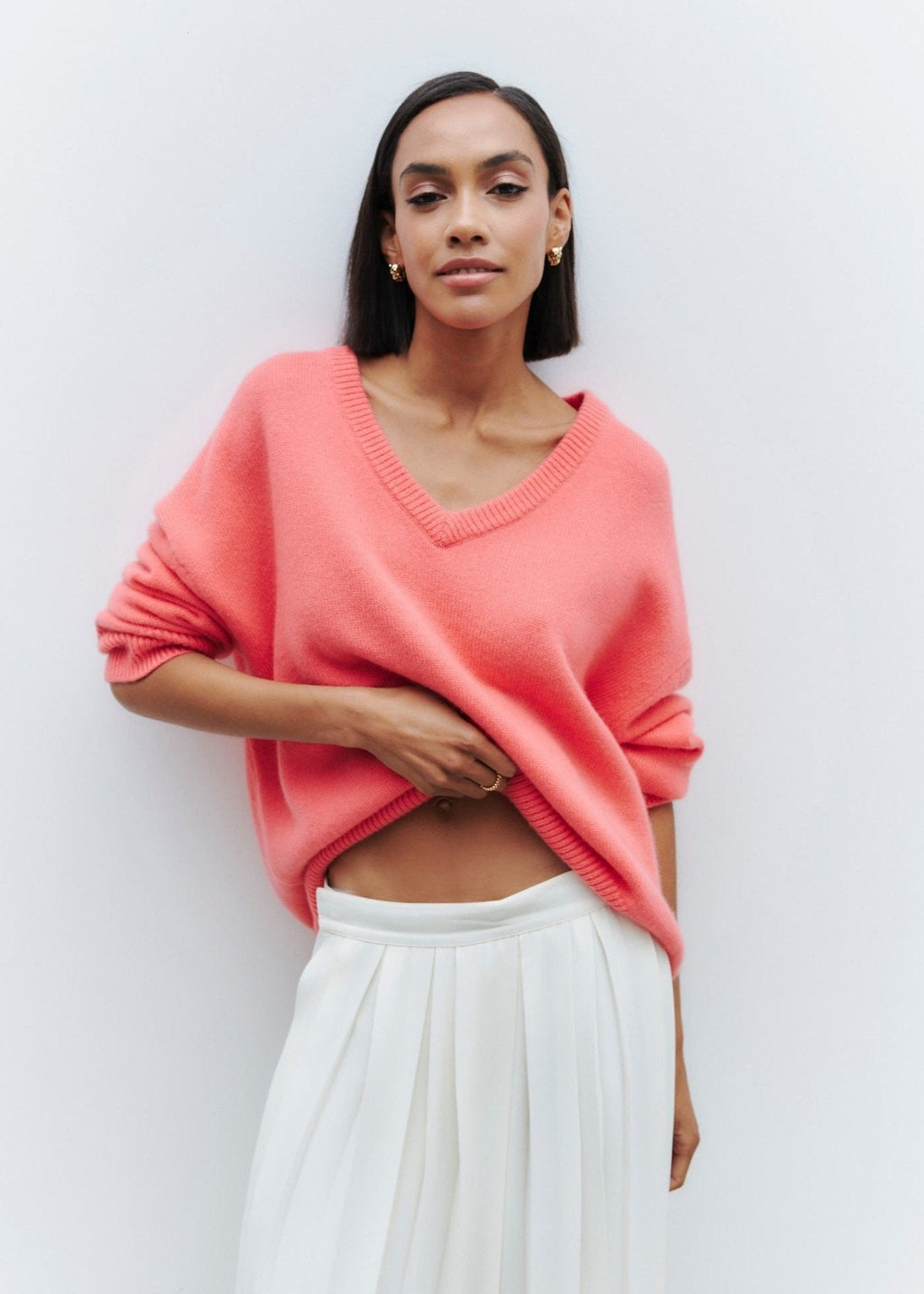 Alina | Relaxed V Neck Knit Sweater
