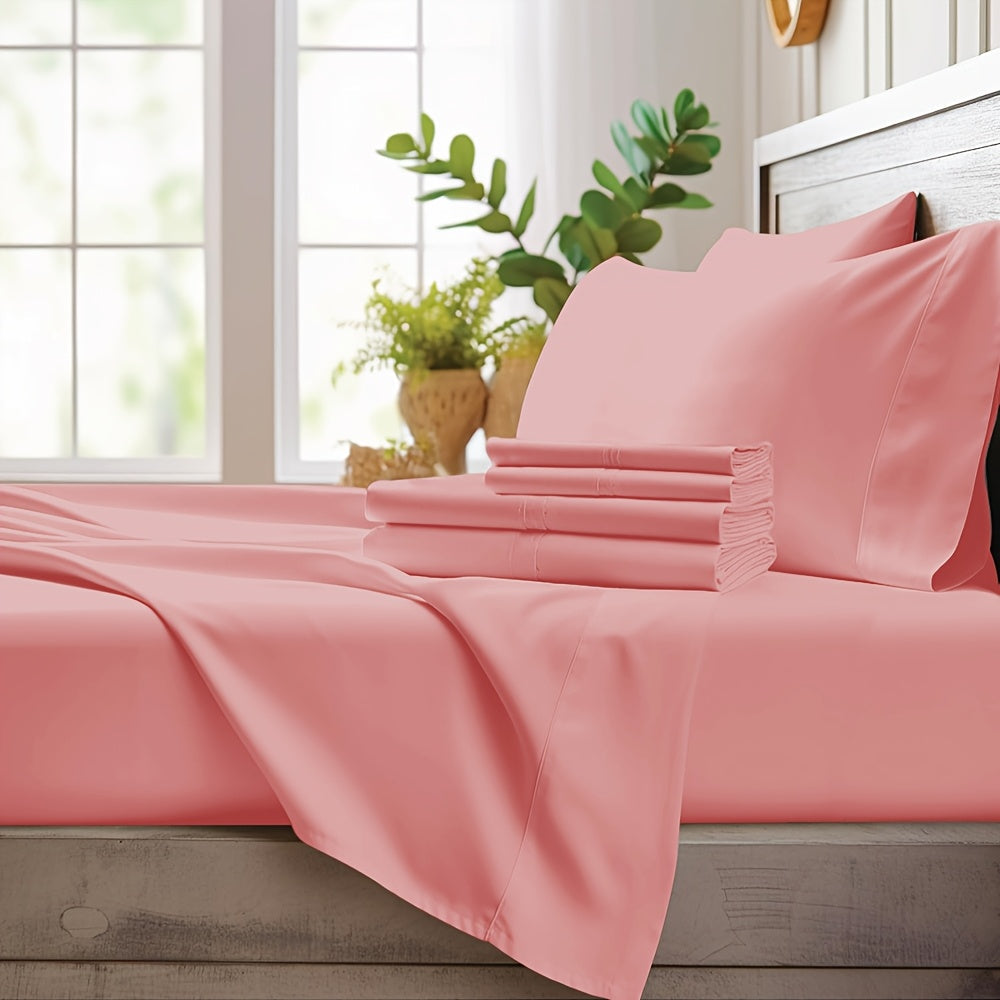 Airy bedding set in solid-colored bamboo fabric