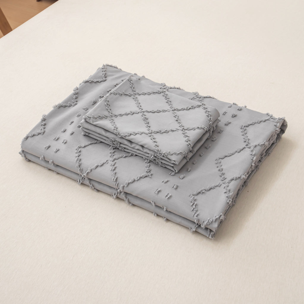 Modern Minimalist Solid Floral Cut Duvet Cover