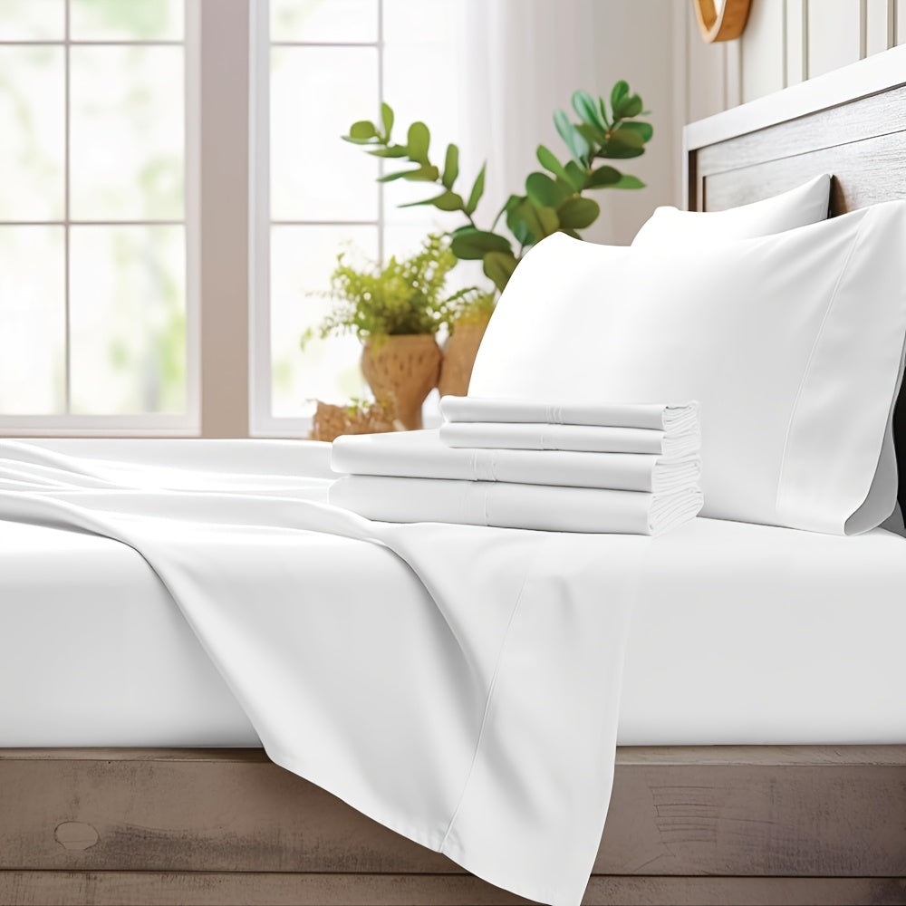 Airy bedding set in solid-colored bamboo fabric
