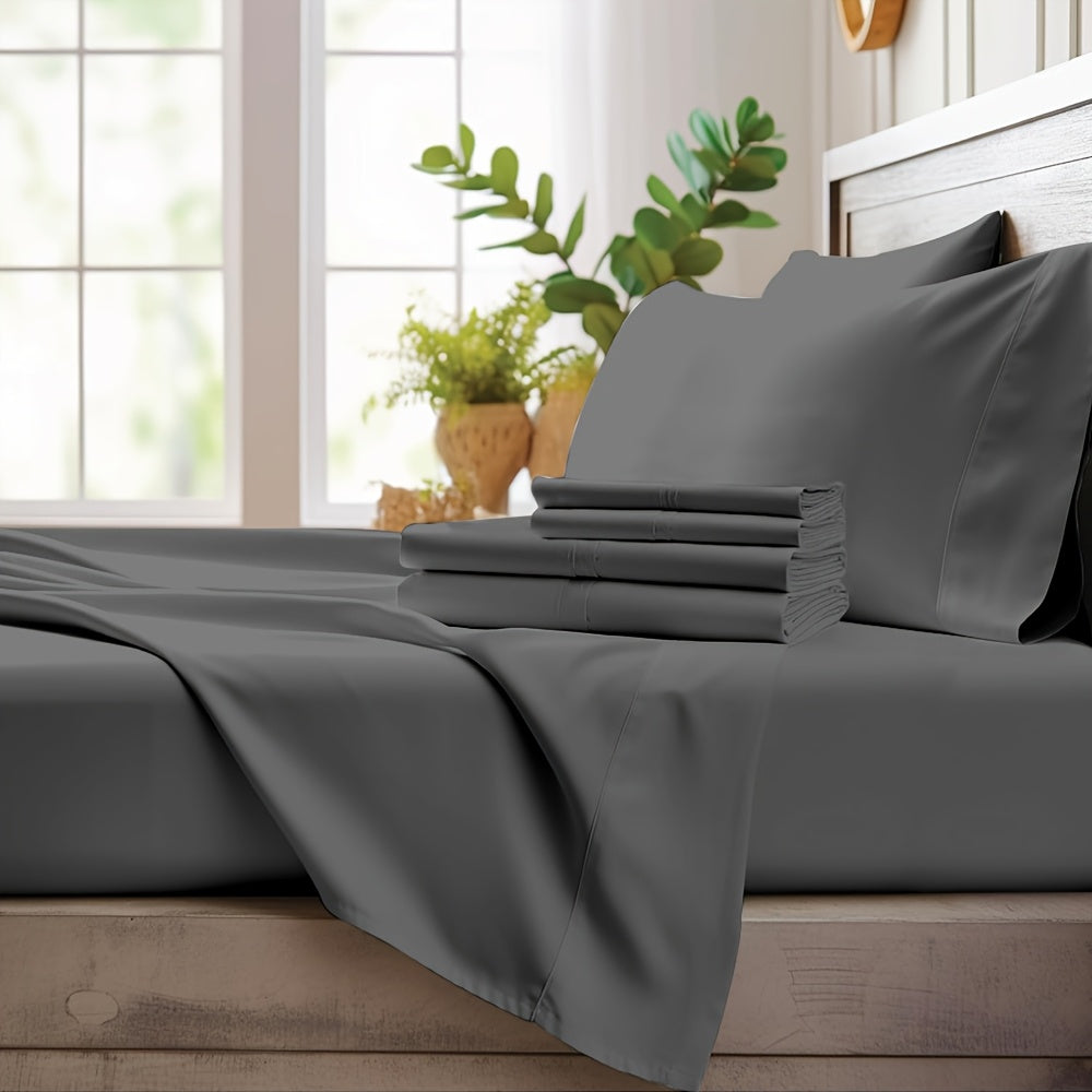 Airy bedding set in solid-colored bamboo fabric