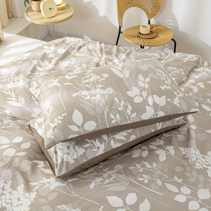 Beige Duvet Cover with Floral Pattern – Soft and Nature-Inspired Bedding