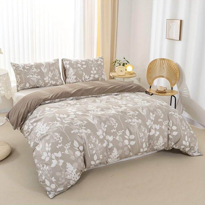 Beige Duvet Cover with Floral Pattern – Soft and Nature-Inspired Bedding
