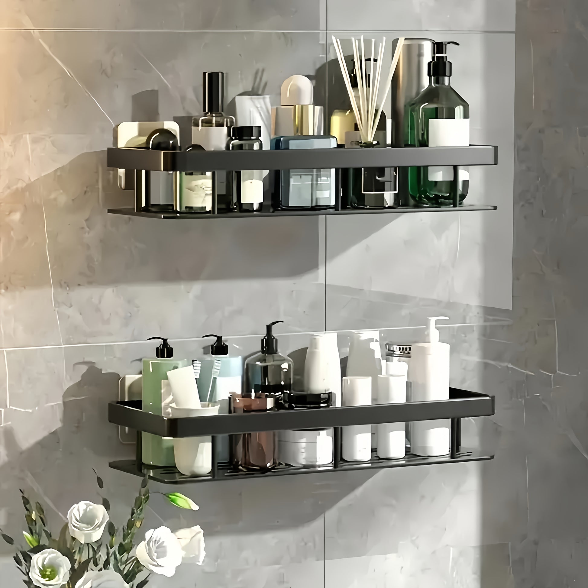 Storage Shelf for Shampoo and Soap – Modern Design without Screws