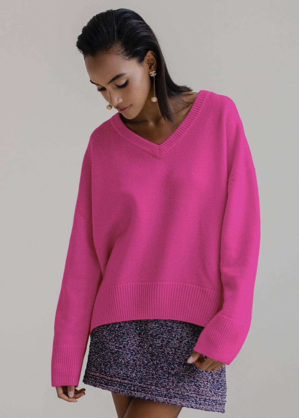 Alina | Relaxed V Neck Knit Sweater