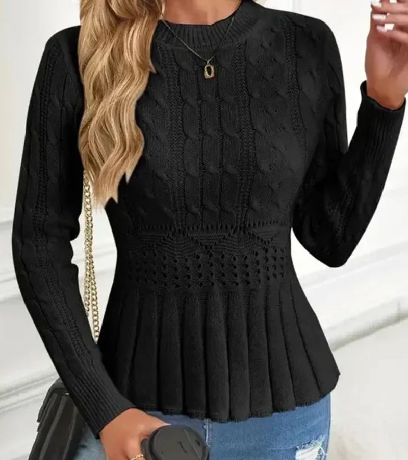 Ornella | Chunky knit sweater with peplum hem