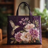 Prošívaná tote taška - Kolibříci a orchideje