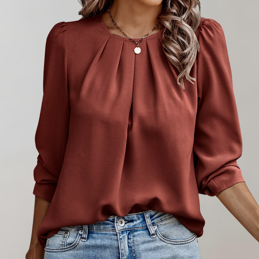 Evora Dressy Pleated Women’s Blouse - Soft Drape